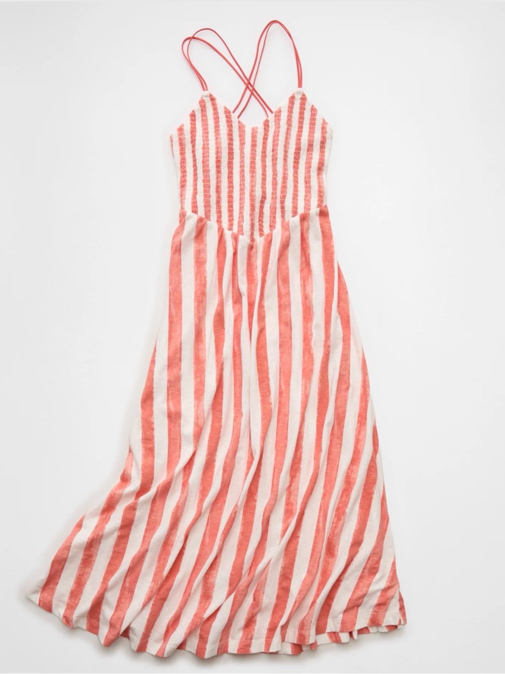 American Eagle Outfitters Coral and White Striped Maxi Dress